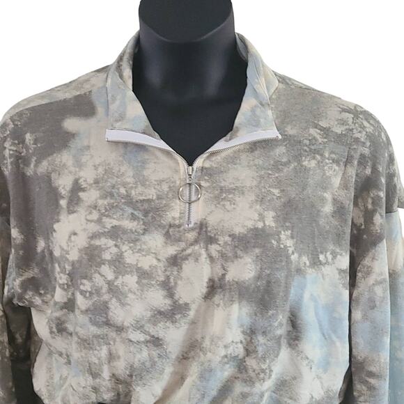 NWOT Abound Women’s Multicolor Tie-Dye Partial Zip Cropped Sweatshirt Size Large - Picture 3 of 6